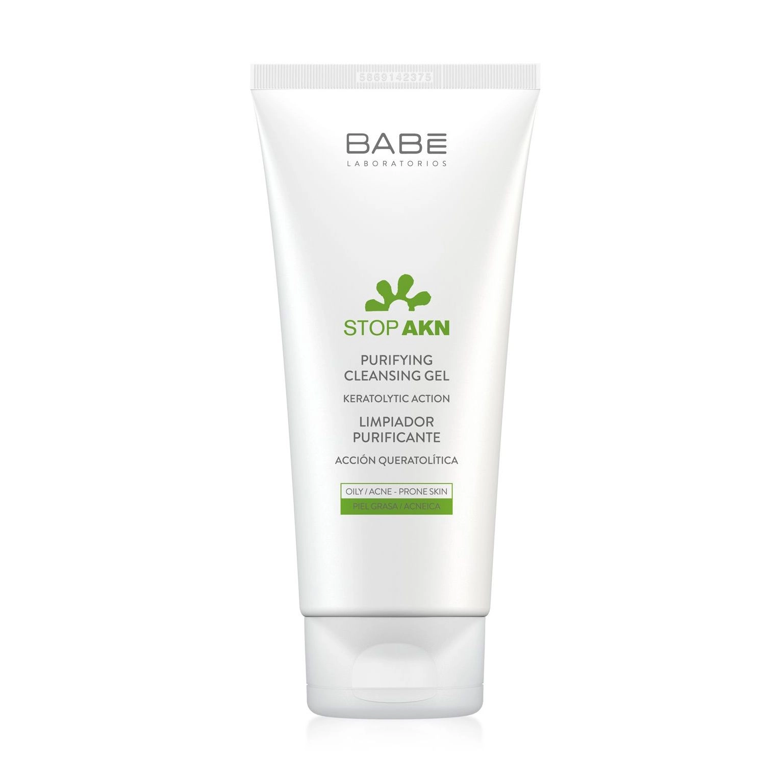 Очищающий гель для жирной и проблемной кожи для умывания - BABE Laboratorios Stop AKN Purifying Cleansing Gel, мини, 100 мл - фото N2