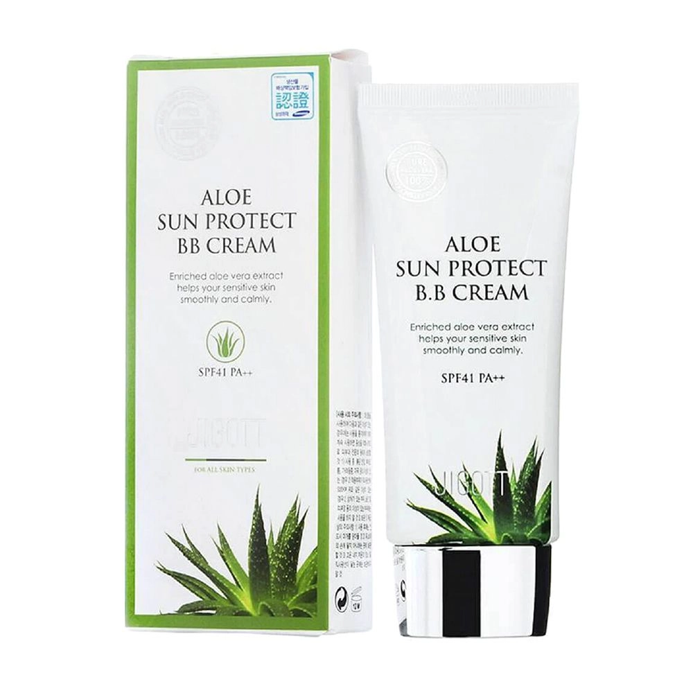 Сонцезахисний зволожуючий BB-крем з алое вера - Jigott Aloe Sun Protect BB Cream SPF 41, 50 мл - фото N3