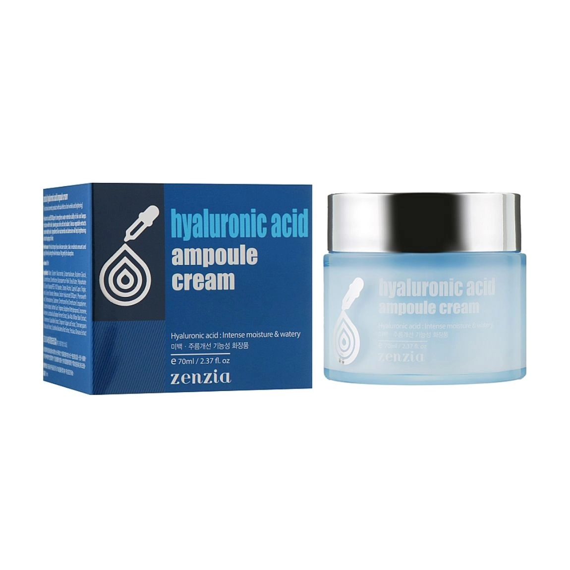 Крем для обличчя з гіалуроновою кислотою - Zenzia Hyaluronic Acid Ampoule Cream, 70 мл - фото N4