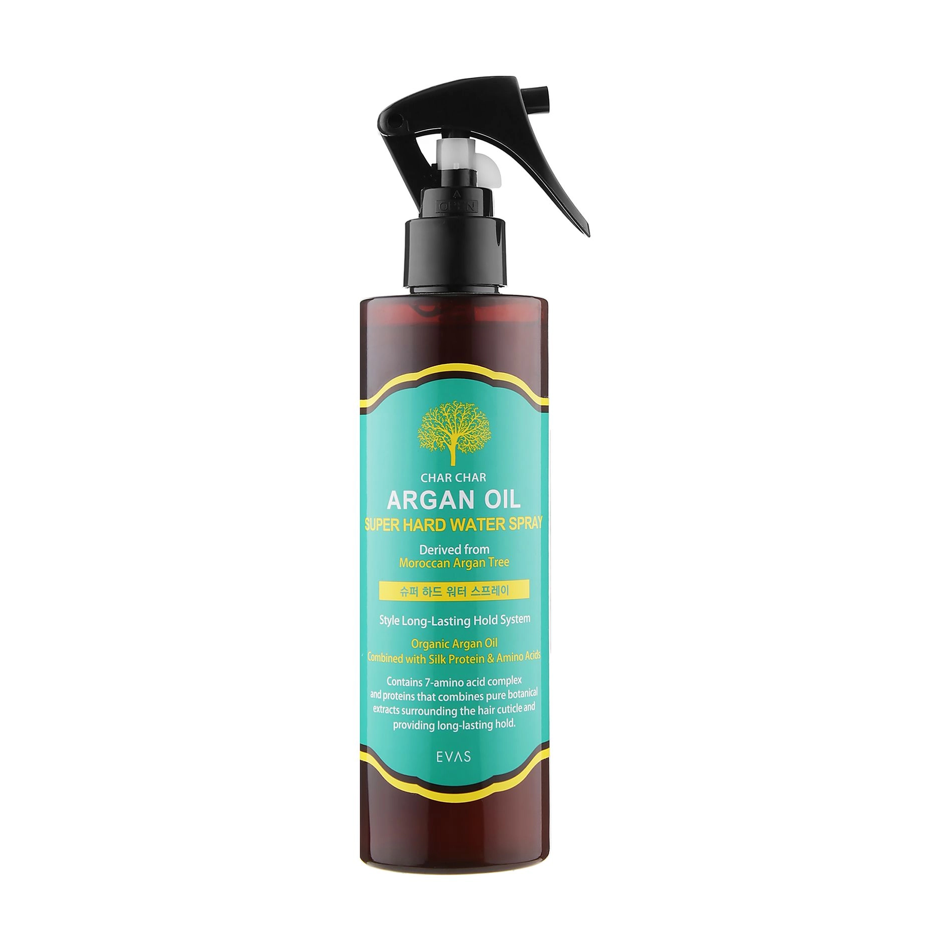 Спрей для укладання волосся Арганова олія - Char Char Argan Oil Super Hard Water Spray, 250 мл - фото N2