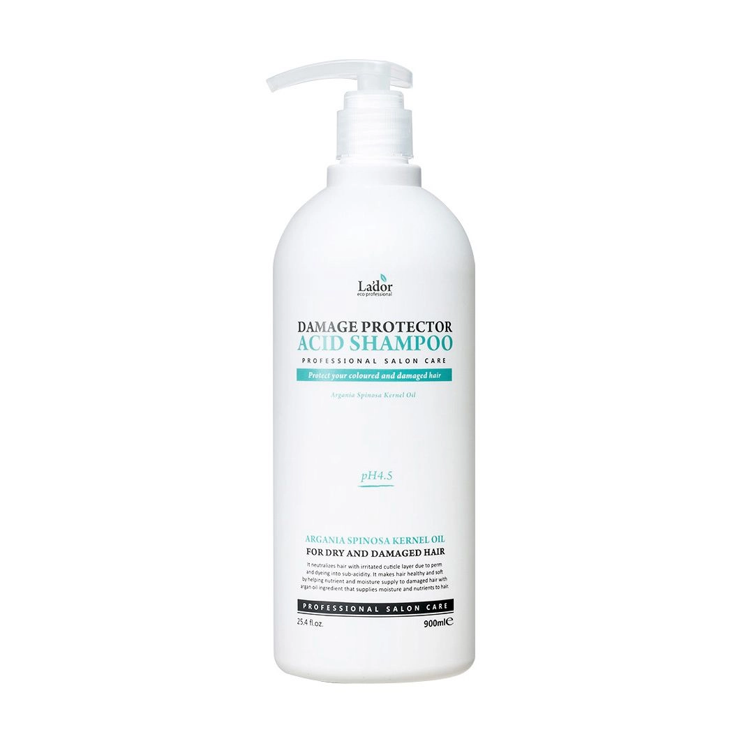 Бесщелочной (кислотный) шампунь для волос после окрашивания или завивки с аргановым маслом - La'dor Damage Protector Acid Shampoo, 900 мл - фото N2