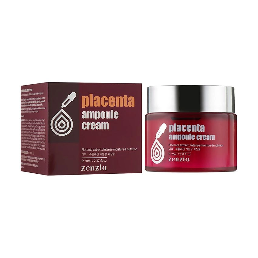 Крем для обличчя з плацентою - Zenzia Placenta Ampoule Cream, 70 мл - фото N3