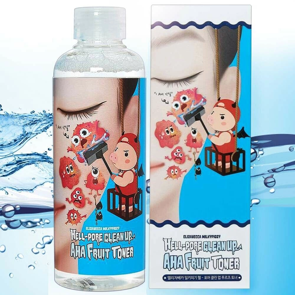 Пілінг-тонер для обличчя з фруктовими кислотами - Elizavecca Milky Piggy Hell-Pore Clean Up AHA Fruit Toner, 200 мл - фото N11