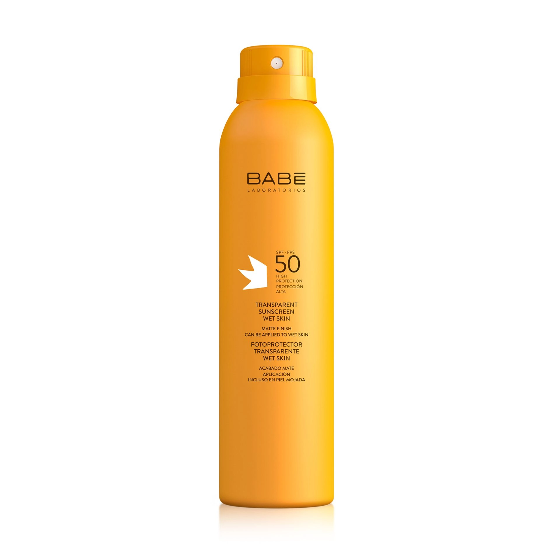 Увляжняющий прозрачный солнцезащитный спрей с SPF 50 и матирующим эффектом - BABE Laboratorios Transparent Sunscreen Wet Skin SPF 50, 200 мл - фото N3