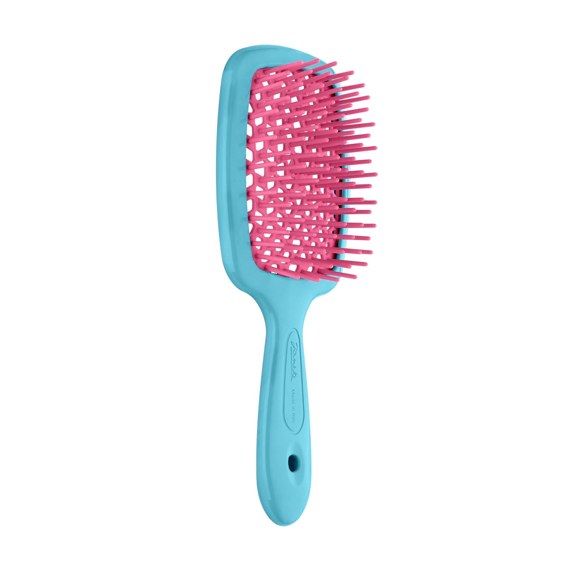 Расческа для волос - Janeke Small Superbrush, бирюзовый с розовым, маленькая - фото N2