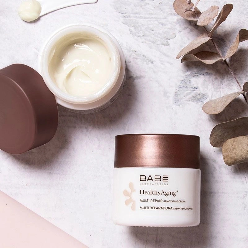 Нічний мультивідновлюючий крем з антивіковим комплексом - BABE Laboratorios Healthy Aging Multi Repair Renovating Cream, 50 мл - фото N5