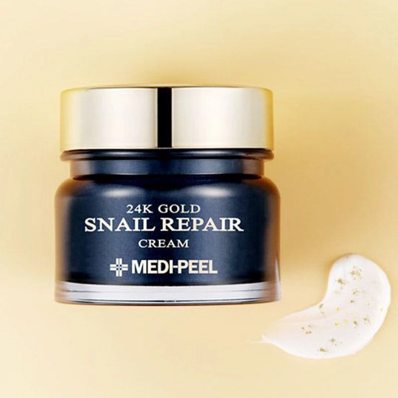 Крем для обличчя з колоїдним золотом і муцином равлика - Medi peel 24k Gold Snail Repair Cream, 50 мл - фото N5