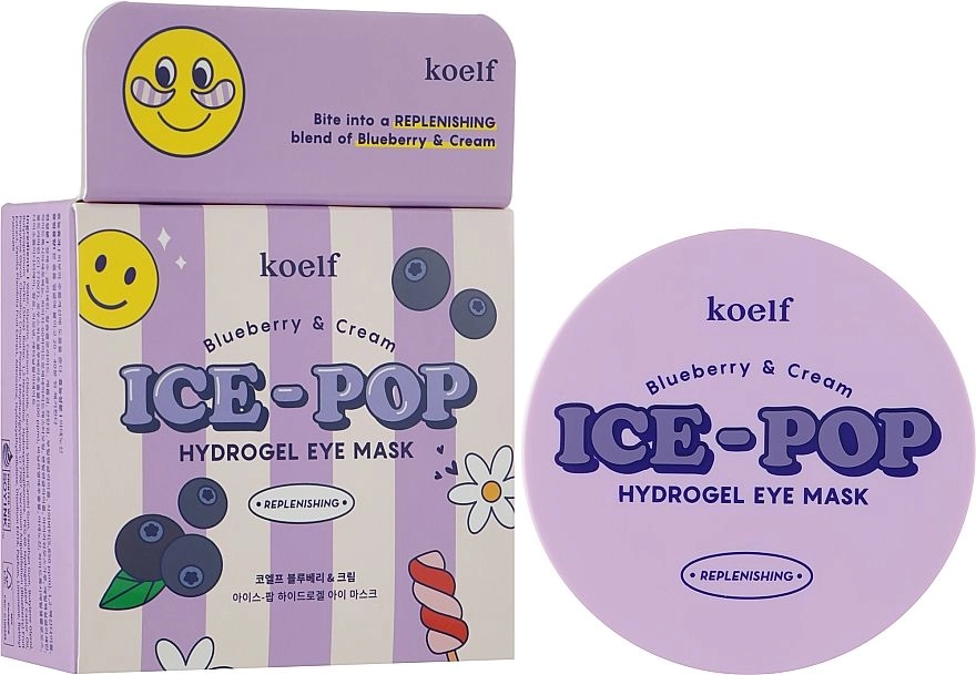 Гидрогелевые патчи для глаз с голубикой и сливками - PETITFEE & KOELF Blueberry & Cream Ice-Pop Hydrogel Eye Mask, 60 шт - фото N4