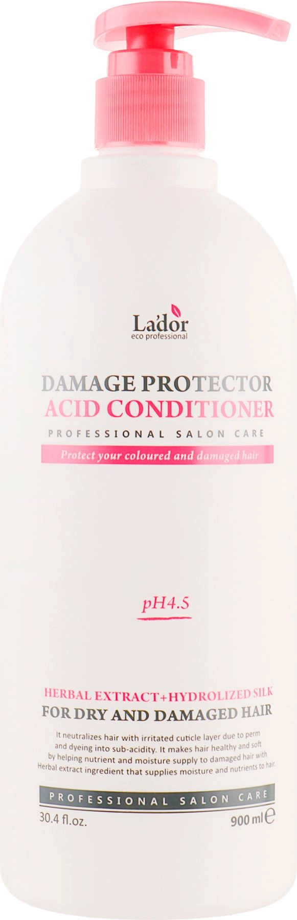 Кондиціонер з протеїнами шовку для сухого волосся - La'dor Damage Protector Acid Conditioner pH 4.5, 900 мл - фото N2