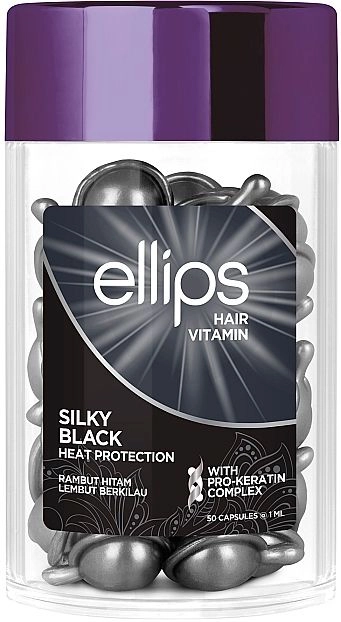 Вітаміни для волосся "Шовкова ніч" з про-кератиновим комплексом - Ellips Hair Vitamin Silky Black With Pro-Keratin Complex, 50x1 мл - фото N2