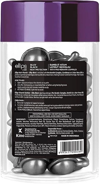 Вітаміни для волосся "Шовкова ніч" з про-кератиновим комплексом - Ellips Hair Vitamin Silky Black With Pro-Keratin Complex, 50x1 мл - фото N4