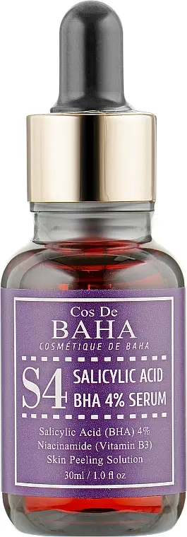 Пилинг-сыворотка с салициловой кислотой 4% и ниацинамидом - Cos De Baha S4 Salicylic Acid BHA 4% Serum, 30 мл - фото N1