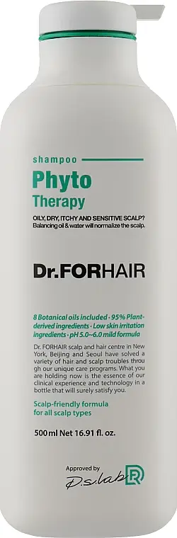 Фітотерапевтичний шампунь для чутливої шкіри голови - Dr. ForHair Phyto Therapy Shampoo, 500 мл - фото N1