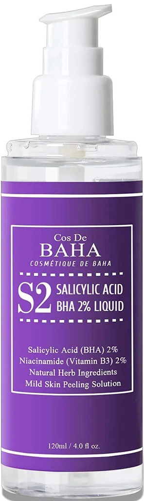 М'яка пілінг-есенція з саліциловою кислотою та ніацинамідом - Cos De Baha S2 Salicylic Acid BHA 2% Liquid, 120 мл - фото N2