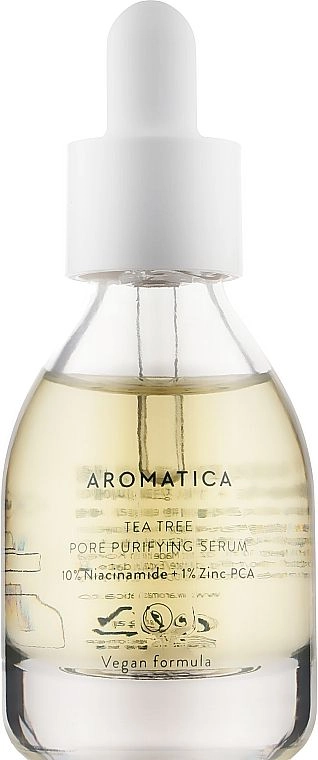 Сироватка з чайним деревом, ніацинамідом та цинком для жирної шкіри - Aromatica Tea Tree Pore Purifying Serum, 30 мл - фото N1