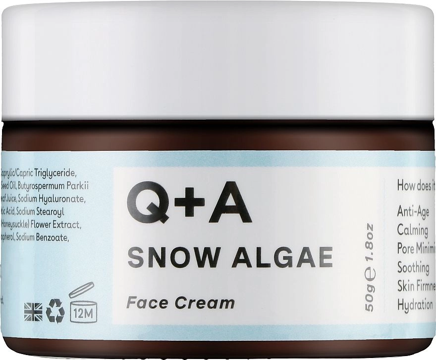 Інтенсивний живильний крем для обличчя зі сніговою водорістю - Q+A Snow Algae Intensiv Face Cream, 50 г - фото N1