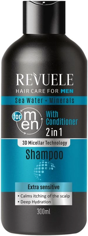 Чоловічий шампунь-кондиціонер 2в1 - Revuele Men Care Sea Water & Minerals 2in1 Shampoo, 300 мл - фото N1