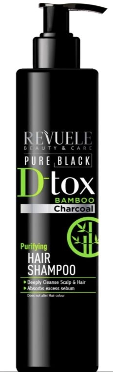 Очищуючий шампунь для волосся з бамбуковим вугіллям - Revuele Pure Black Detox Purifying Shampoo, 335 мл - фото N1