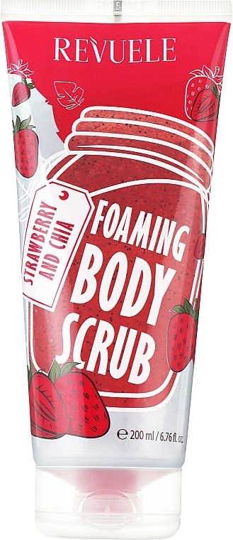 Пінний скраб для тіла "Полуниця та насіння чіа" - Revuele Foaming Body Scrub Strawberry and Chia, 200 мл - фото N1