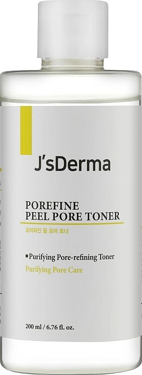 Тонер для очищення пор з AHA кислотою - J'sDerma Poreﬁne Peel Pore Toner, 200 мл - фото N1