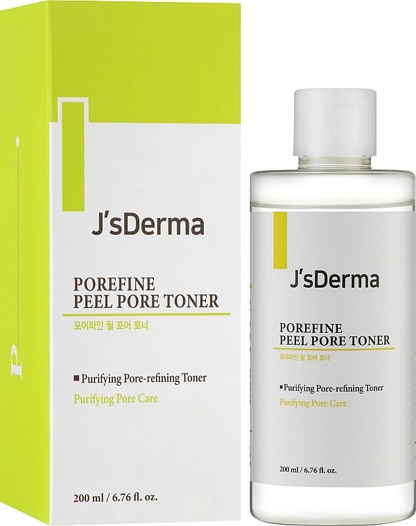 Тонер для очищення пор з AHA кислотою - J'sDerma Poreﬁne Peel Pore Toner, 200 мл - фото N2