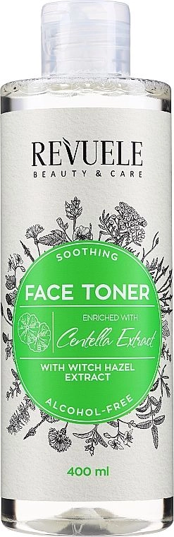 Заспокійливий тонік для обличчя з екстрактом центели - Revuele Witch Hazel Soothing Face Toner With Centella Extract, 400 мл - фото N1