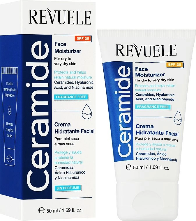 Зволожуючий крем для обличчя з керамідами - Revuele Ceramide Face Moisturizer SPF25, 50 мл - фото N1