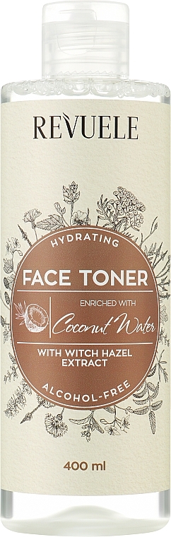 Увлажняющий тоник для лица с кокосовой водой - Revuele Witch Hazel Hydrating Face Toner With Coconut Water, 400 мл - фото N1