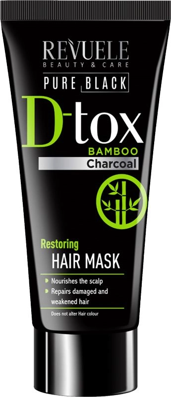 Відновлююча маска для волосся з бамбуковим вугіллям - Revuele Pure Black Detox Restoring Hair Mask, 200 мл - фото N1
