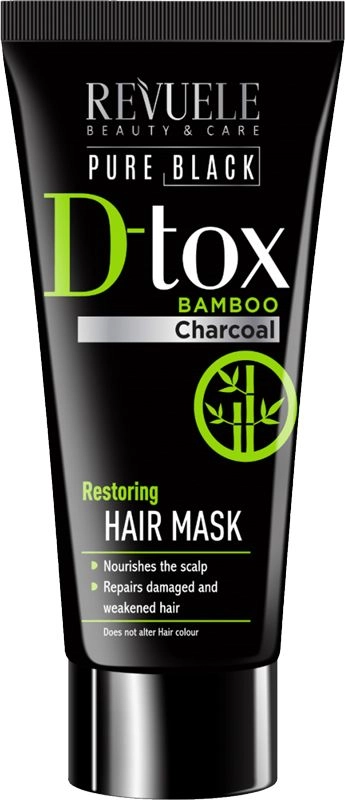 Восстанавливающая маска для волос с бамбуковым углем - Revuele Pure Black Detox Restoring Hair Mask, 200 мл - фото N1