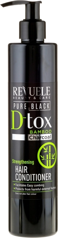 Зміцнюючий кондиціонер для волосся з бамбуковим вугіллям - Revuele Pure Black Detox Strengthening Hair Conditioner, 335 мл - фото N1