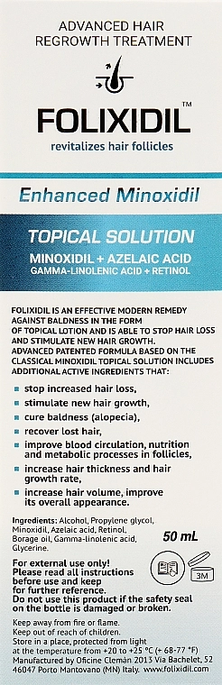 Лосьйон проти випадіння волосся з міноксидилом 10% для чоловіків - FOLIXIDIL Minoxidil 10%, 60 мл - фото N4