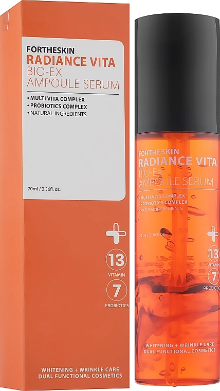 Ампульна вітамінна освітлююча сироватка для обличчя - Fortheskin Radiance Vita Bio Ex Ampoule Serum, 70 мл - фото N1