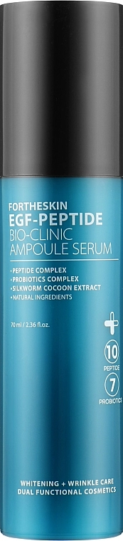 Омолаживающая пептидная сыворока для лица с лифтинг эффектом - Fortheskin EGF Peptide Bio Clinic Ampoule Serum, 70 мл - фото N2