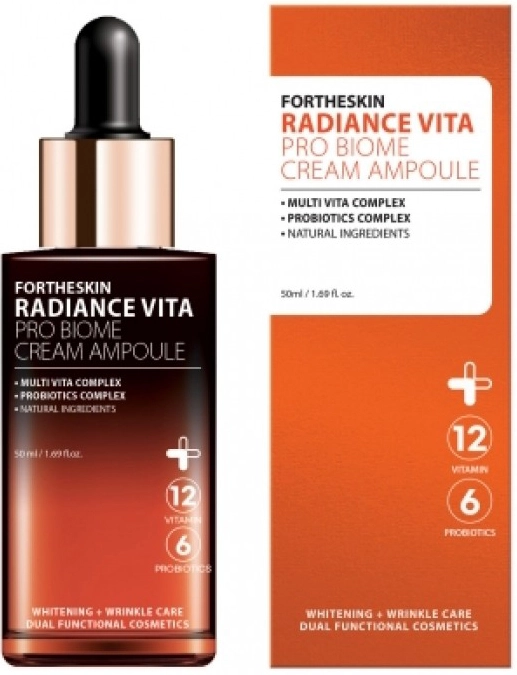 Витаминная осветляющая крем-сыворотка для лица - Fortheskin Radiance Vita Pro Biome Cream Ampoule, 50 мл - фото N1