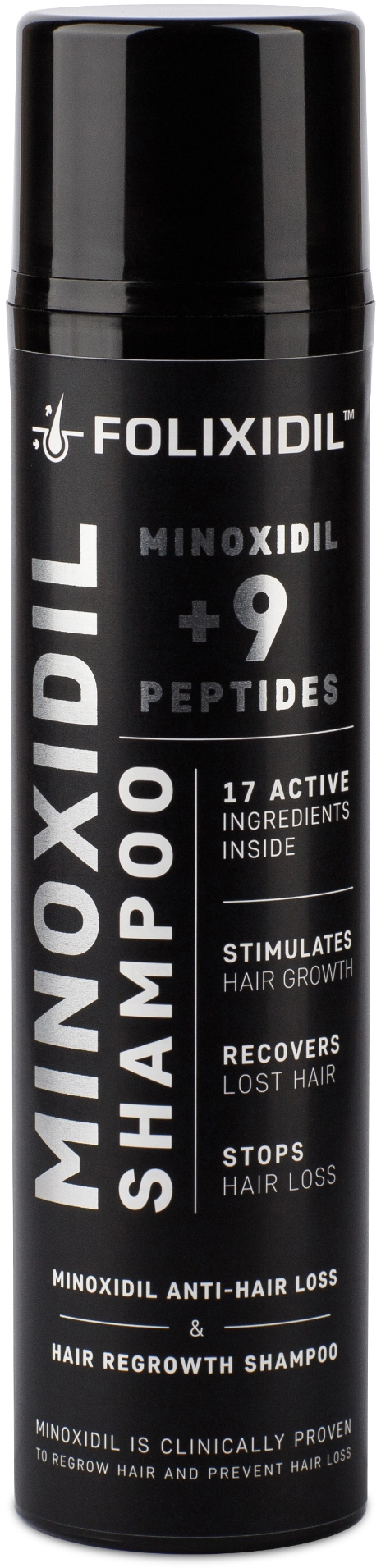 Шампунь проти випадіння волосся з міноксидилом та пептидами - FOLIXIDIL Shampoo Minoxidil + 9 Peptides, 150 мл - фото N1