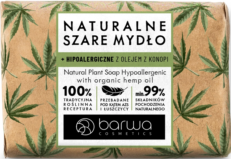 Натуральное гипоаллергенное мыло с маслом конопли - Barwa Hypoallergenic Traditional Soap With Hemp Oil, 100 г - фото N1