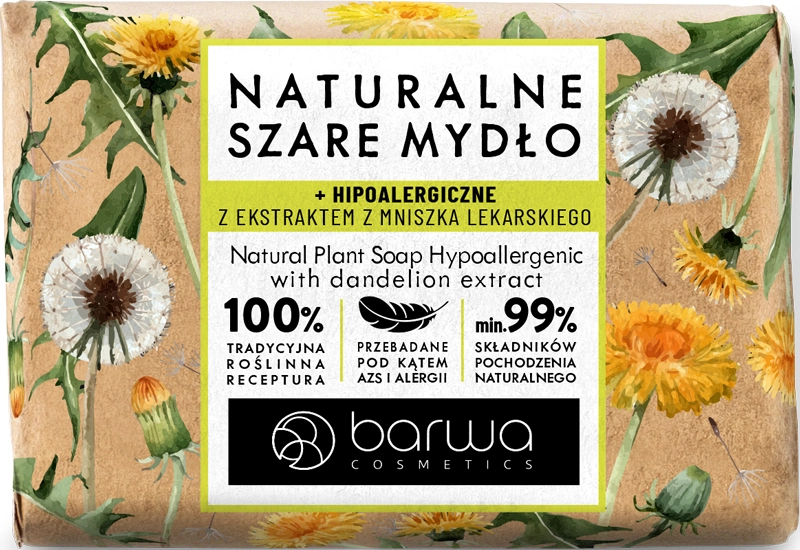 Натуральное гипоаллергенное мыло с экстрактом одуванчика - Barwa Hypoallergenic Traditional Soap With Dandelion Extract, 90 г - фото N1