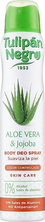 Дезодорант-спрей "Алое Вера і Жожоба" - Tulipan Negro Aloe Vera & Jojoba Deo Spray, 200 мл - фото N1
