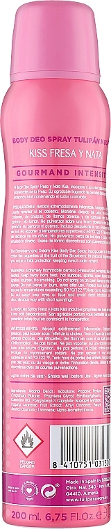 Дезодорант-спрей "Полуничний крем" - Tulipan Negro Strawberry Cream Body Deo Spray, 200 мл - фото N2