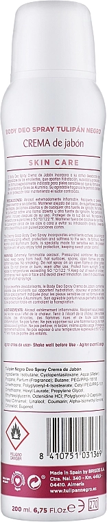 Дезодорант-спрей "Кремове мило" - Tulipan Negro Cream Soap Body Deo Spray, 200 мл - фото N2