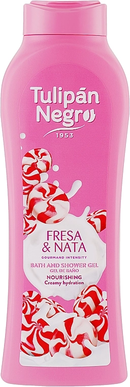 Гель для душу "Полуничний крем" - Tulipan Negro Strawberry Cream Shower Gel, 650 мл - фото N1