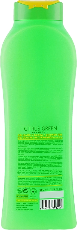 Гель для душа "Зеленый цитрус" - Tulipan Negro Citrus Green Shower Gel, 650 мл - фото N2