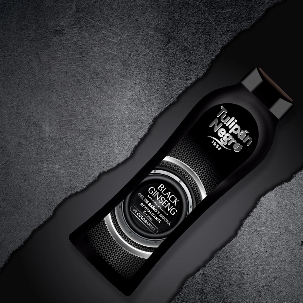 Гель для душу чоловічий "Чорний женьшень" - Tulipan Negro For Man Black Ginseng Shower Gel, 650 мл - фото N3