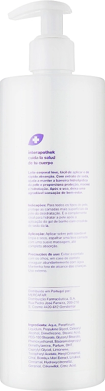 Зволожуюче молочко для тіла із екстрактом шовку - Interapothek Leche Hidratante Corporal Con Crisalida De Seda, 500 мл - фото N2