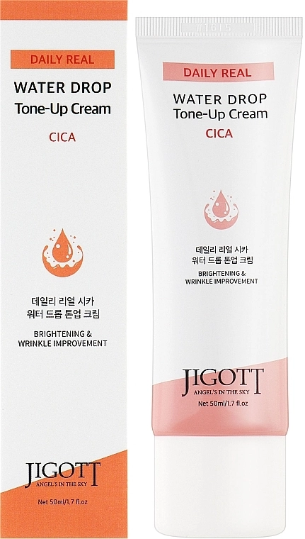 Увлажняющий крем для лица с центеллой - Jigott Daily Real Cica Water Drop Tone Up Cream, 50 мл - фото N2
