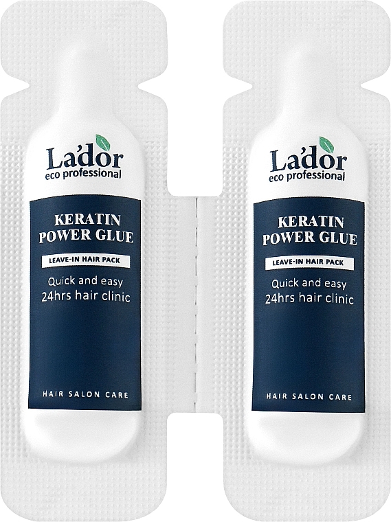 Кератинова сироватка з колагеном для сухого, пошкодженого волосся та посічених кінчиків - La'dor Keratin Power Glue, 2x1 г - фото N1