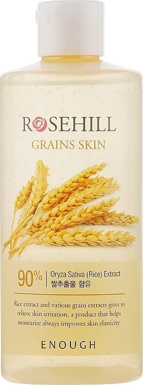 Омолоджуючий тонер для обличчя з екстрактами рису та центели азіатської - Enough Rosehill Grains Skin 90%, 300 мл - фото N1