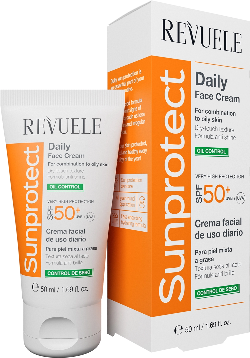 Сонцезахисний крем "Контроль жирності" SPF 50+ - Revuele Sunprotect Daily Face Cream Oil Control SPF 50+, 50 мл - фото N1