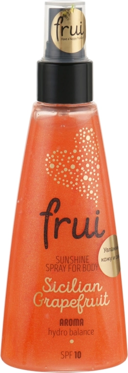 Сяючий арома-спрей для тіла з шиммером - FRUI Sunshine Spray For Body Sicilian Grapefruit SPF 10, 150 мл - фото N1